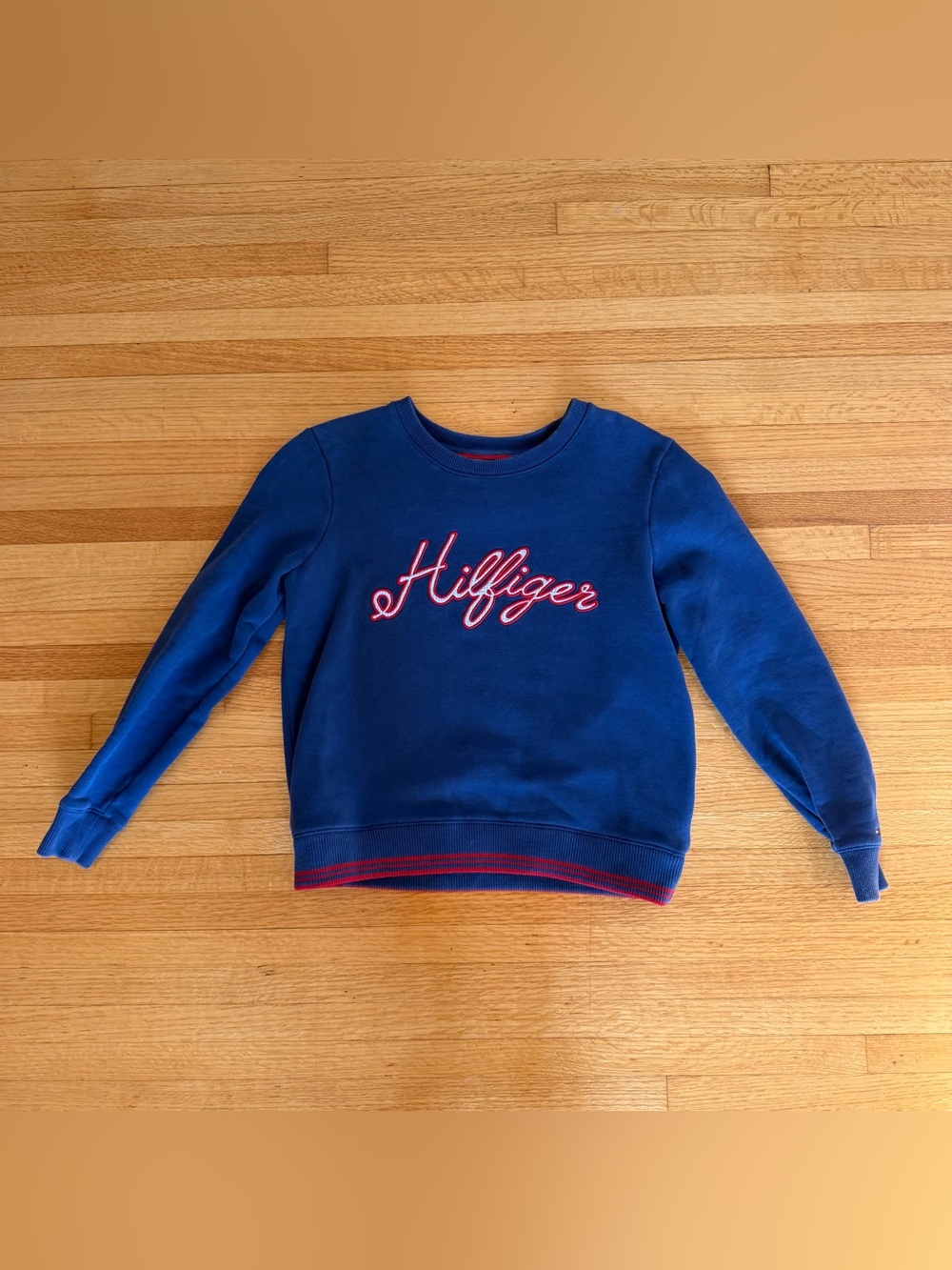 Vintage Tommy Hilfiger Embroidered Crew Neck / Blue and Red